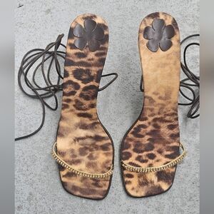 Alberto Venturini  Leopard Print 4" Stiletto Heels Sandals